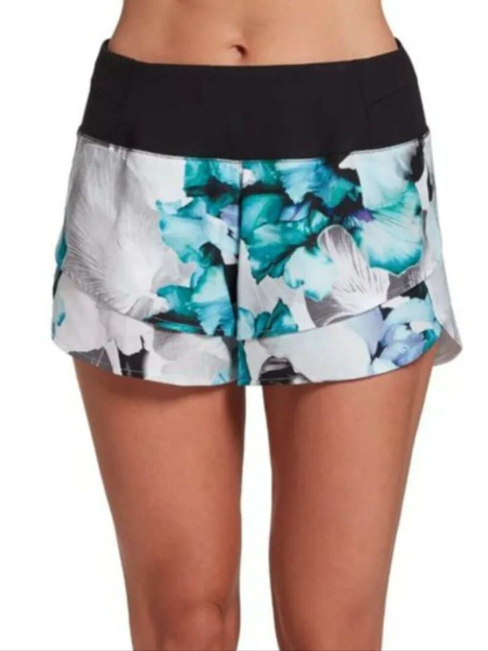 CALIA Anywhere Collection Mid Rise Short Petal Hem Iris Sea Glass - SZ L NWT